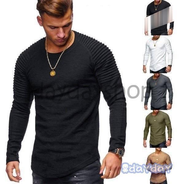 Rakuten - ロンT ロングTシャツ メンズ 長袖 カットソー メンズ 春着 プルオーバーシャツ メンズ カットソー トップス メンズ 欧米 2019新作