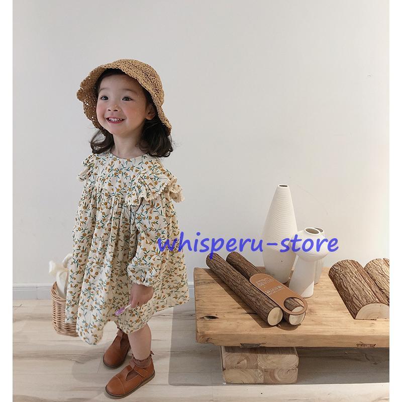 Dresses - 子供ワンピース 秋冬 女の子 長袖 ジュニア服 子供服 花柄 ワンピース キッズ用 子ども服 ファッション レトロ ワンピース 可愛い 80 90 100 110 120 130 140 tokits都喜