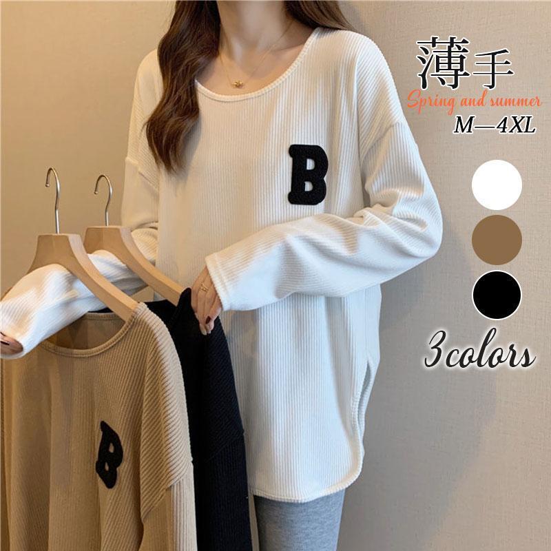 Tops - カットソー レディース トップス ゆるTシャツ スリット 長袖 秋 春 夏 インナー 重ね着 レイヤード 薄手 無地 tシャツ シンプル tokits都喜