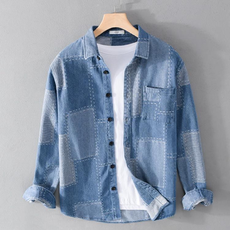 P-NEEDSのダンガリーシャツ メンズ シャツ デニムシャツ カジュアルシャツ トップス チェック柄 長袖 春 夏 秋 父の日 tokits都喜｜アングル2