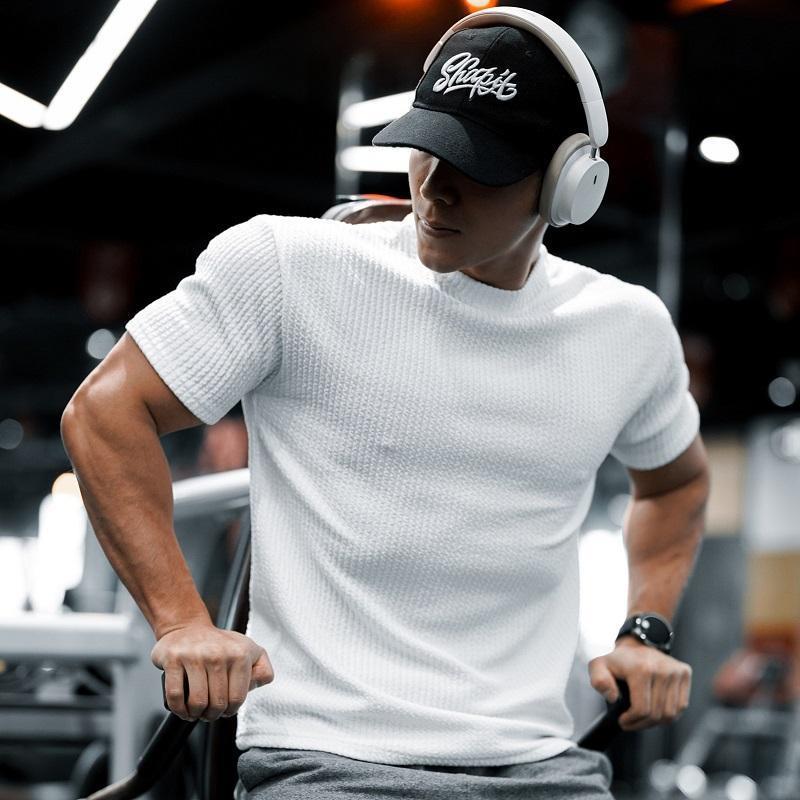 ワッフル tシャツ メンズ おしゃれ 半袖 tシャツ トレーニングウェア 無地 ストレッチ tシャツ 男性 ドライ 速乾 スポーツ フィットネス 筋トレ ジムウェア tokits都喜