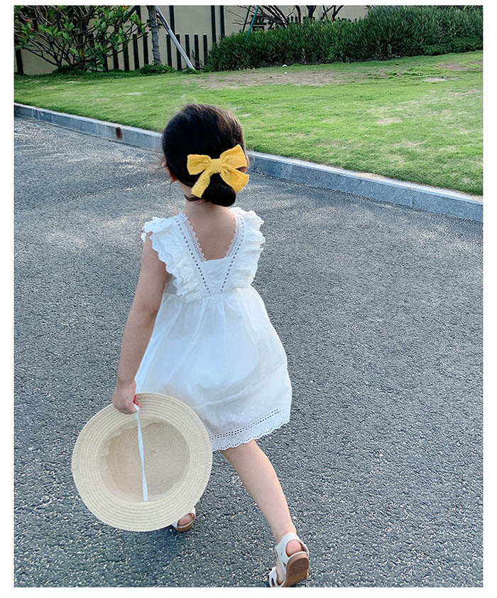 ワンピース 女の子 フレアワンピース キッズ 無地 ノースリーブ 夏服 白ワンピース...