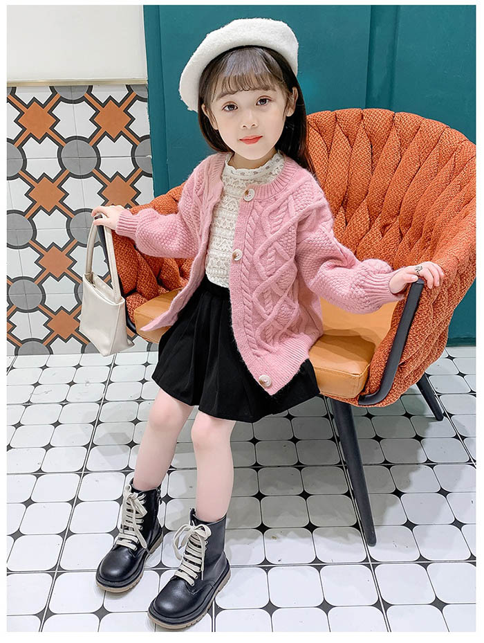 送料無料カーディガン 女の子 キッズ 長袖 無地 厚手 ニット カーデ 羽織り 子供服...