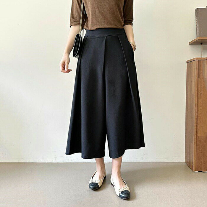 Other - ワイドパンツ ガウチョパンツ レディース ワイド パンツ 九分丈 ウエストゴム ハイウエスト きれいめ ロング プリーツ ボトムス コーデ シンプル 美脚 大人 女性用 おしゃれ 大学生 体型カバー 大きいサイズ ブラック グレー 春 夏 秋 送料無料