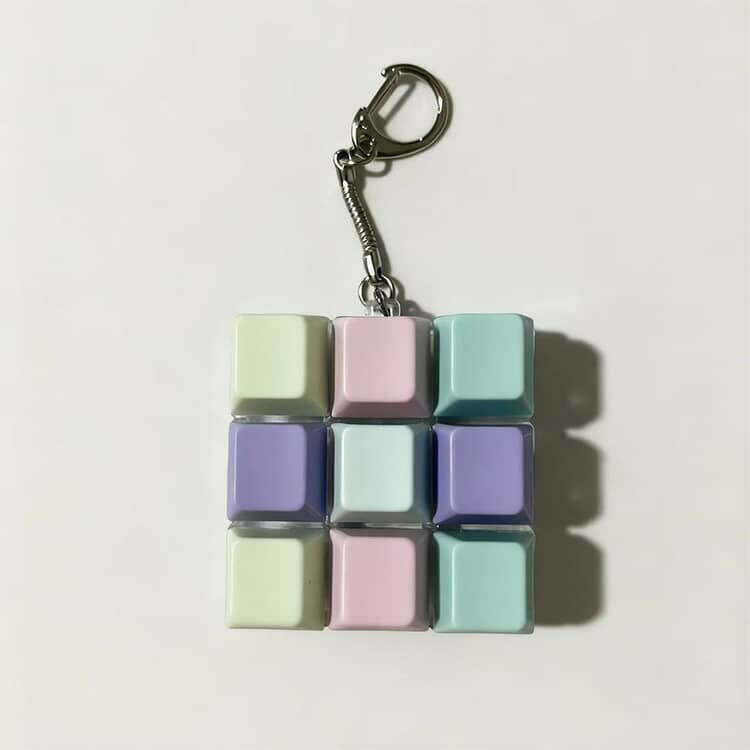 キーボードキーホルダー 9キー ハート 四角 花 丸 フィジェットトイ メカニカル タクタイル スイッチ マルチカラー ミニキーボード 静音 ストレスリリーフ フォーカスアップ キーリング ボタン フィンガートイ ポータブル スマホチャーム 3