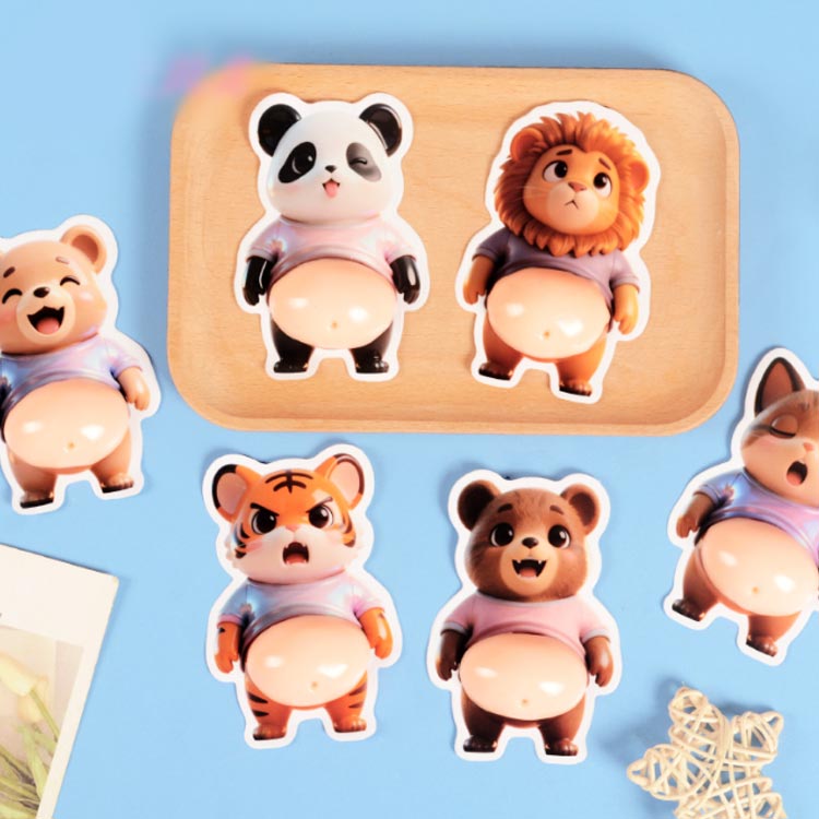 3Dお腹 30点セット ストレス解消 パンダ もちもち おなかシール おしりシール かわいい スクイーズ スクイーズシール 立体ステッカー 動物 ご褒美シール 猿 ライオン くま マシュマロシール シール帳 デコレーション ぷにぷにシール おもちゃ キッズ 大人 p-needs-10064189 P-NEEDS サンプル画像3