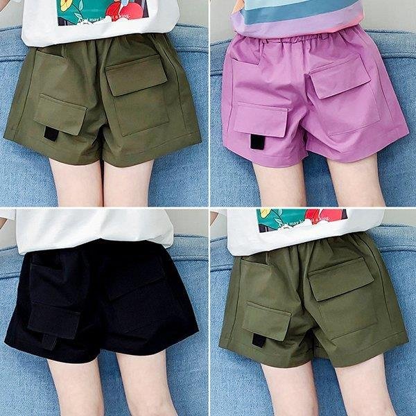 乐天商城 - ハーフパンツ キッズ 子供服 女の子 カーゴパンツ 半ズボン 短パン 夏服 ボトムス ストレッチパンツ ウェストゴム 伸びる 韓国子供服 ベビー服 女児 可愛い 新品