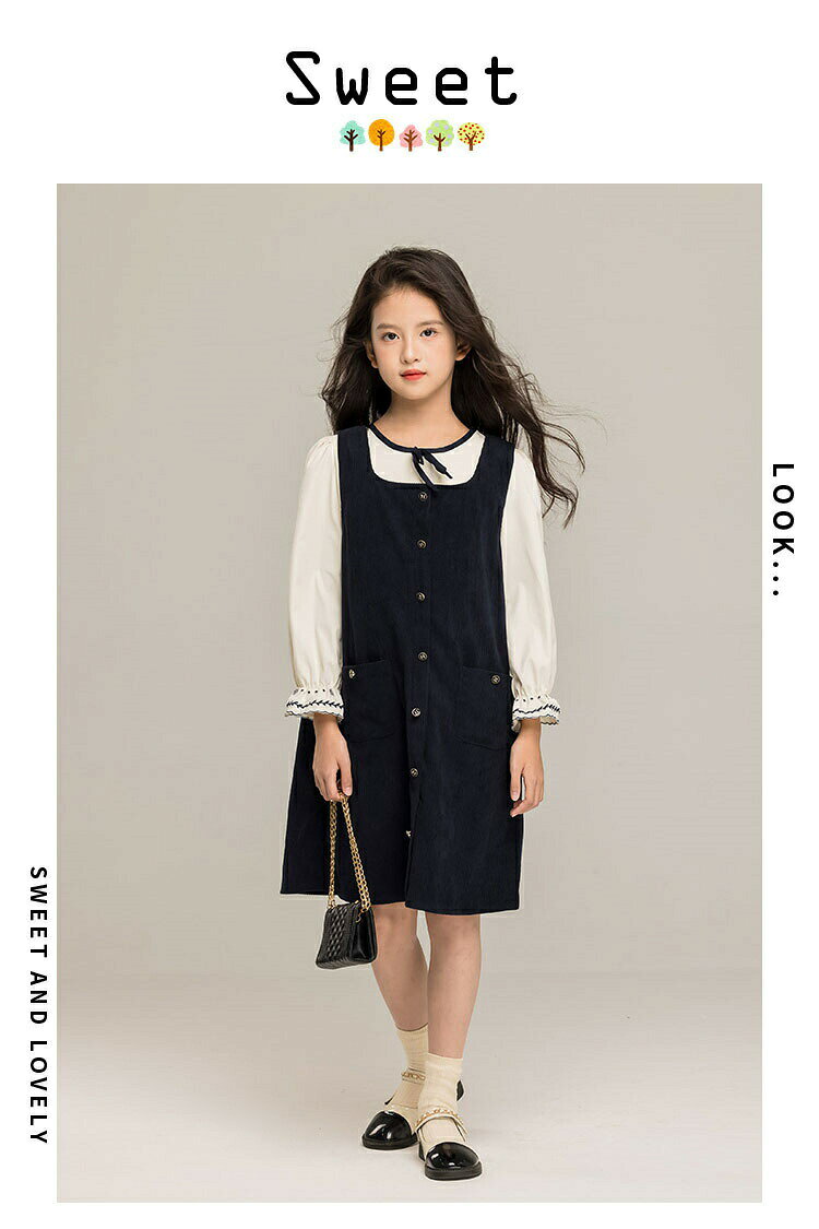 子供服 女の子 子供　ゆったり ドレス　シャツ 2点セット　ガールズ　 子供服 小学...