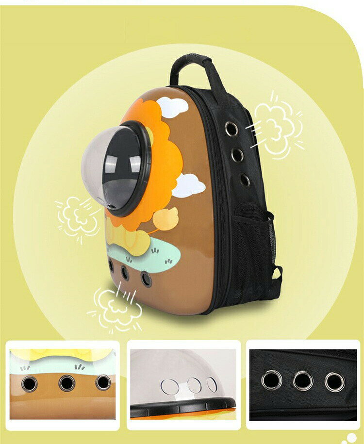 P-NEEDSのペット用バックパック ペット外出バッグ ペット用品 ペットキャリーリュック パノラマ透明カプセル パノラマ透明ペットキャリーリュック 猫 ペット 犬 ドーム型窓 バック リュック ペットバッグ 旅行 お出かけ 散歩 様々　40タイプ｜アングル2