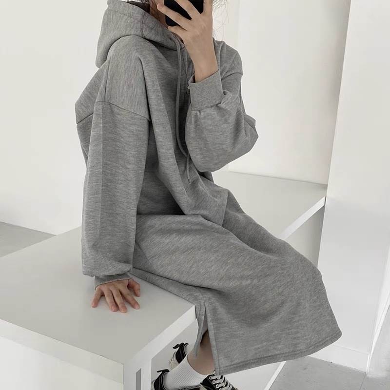 レディース ワンピース スウェット 膝下 長袖 ストレート かわいい カジュアル ラフ メンズライク スポーティー 無地 春 秋 冬 お出かけ キャンプ 休日 体型カバー 普段使い ブラック グレー ピンク p-needs-10033789 P-NEEDS パッケージ画像