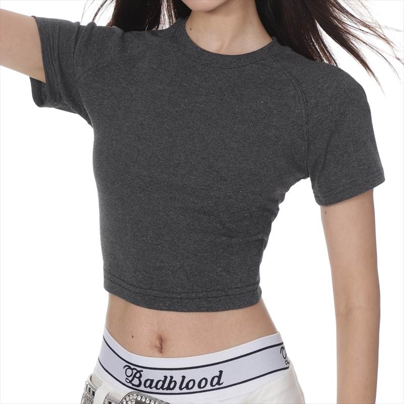 トップス Tシャツ カットソー ショート 半袖 タイト スリム 細身 へそ出し アメカジ きれいめ シンプル カジュアル おしゃれ かっこいい レトロ ラフ クール 存在感 アメリカン アクティブ ワイルド セクシー 無地 春 夏 ロングシーズン デート 韓国 オルチャン