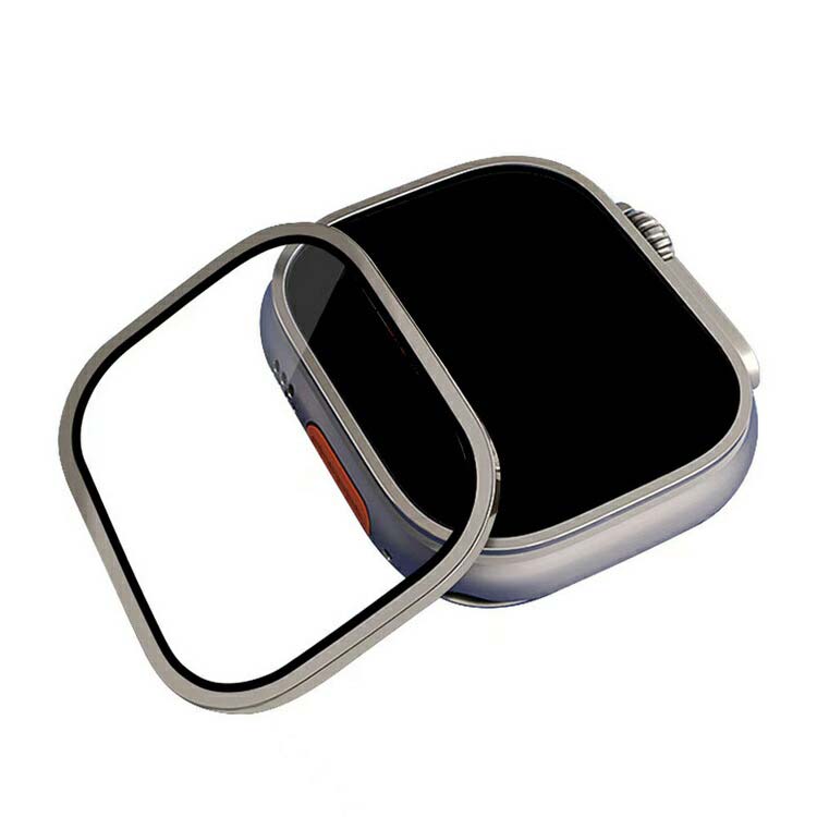 P-NEEDSのApple Watch Ultra 2/1 液晶保護フィルム 全面保護 強化ガラス アルミ 傷防止 49mm かっこいい アップルウォッチ ウルトラ2/1 フィルム一体 プロテクター フィルム 保護シート｜アングル3