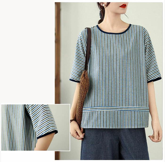 Tシャツレディース半袖夏ストライプ...