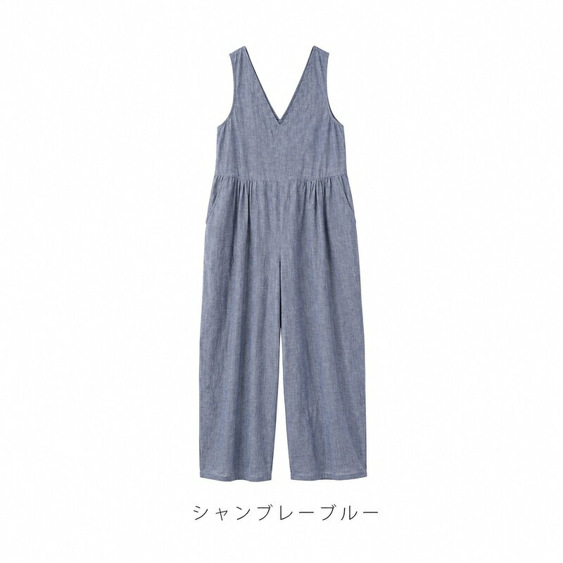P.P. storeのオールインワン サロペット ワンピース レディース Vネック ロング丈 着痩せ ゆったり オーバーサイズ きれいめ オーバーオール ワイドパンツ 春 夏 カジュアル おしゃれ 抜け感 体型カバー ナチュラル 母 通勤 オフィス フォーマル つなぎ 30代 40代 50代｜アングル3