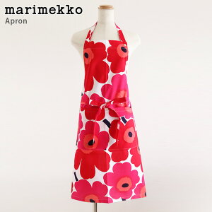 【 メール便 可 】 marimekko ( マリメッコ ) Pieni Unikko ( ピエニ ウニッコ ) 大人用 エプロン / ホワイト×レッド　【 正規販売店 】