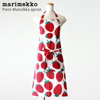 marimekko ( マリメッコ ) Pieni Mansikka ( ピエニ マンシッカ ) 大人用 エプロン / ホワイト×レッド×グリーン 【 正規販売店 】
