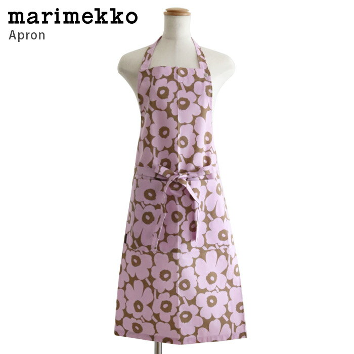 マリメッコ　エプロン 【 メール便可 】 マリメッコ ( marimekko ) Mini Unikko ( ミニ ウニッコ ) 大人用 エプロン / ピンク×ベージュ　【 日本限定 】【 正規販売店 】