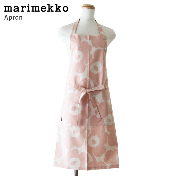 マリメッコ　エプロン 【 メール便可 】 マリメッコ ( marimekko ) Mini Unikko ( ミニ ウニッコ ) 大人用 エプロン / ピーチ×コットン　【 正規販売店 】