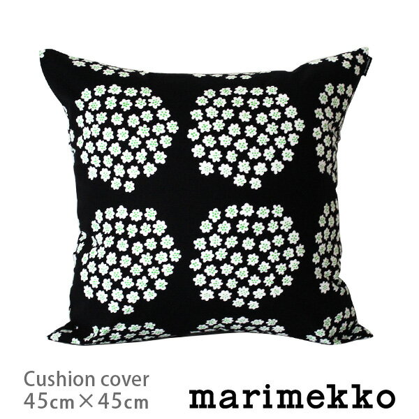 【 メール便 可 】 マリメッコ ( marimekko ) Puketti ( プケッティ ) クッションカバー 45×45cm / ブラック×ホワイト (08)　(中綿なし)【 正規販売店 】【 日本限定 】