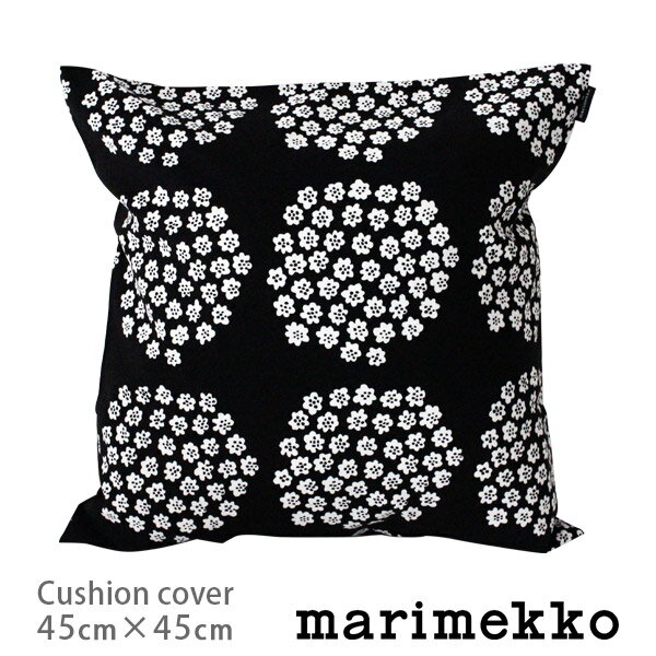 【 メール便 可 】 marimekko ( マリメッコ ) Puketti ( プケッティ ) クッションカバー 45×45cm / ブラック×ホワイト×ブラック (99)　(中綿なし)【 正規販売店 】