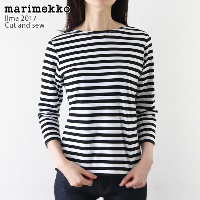 【 メール便 1枚まで可 】 マリメッコ ( marimekko ) Ilma 2017 カットソー ( XS )( S ) / ホワイト×ブラック　タサライタ ボーダー トップス　【 正規販売店 】