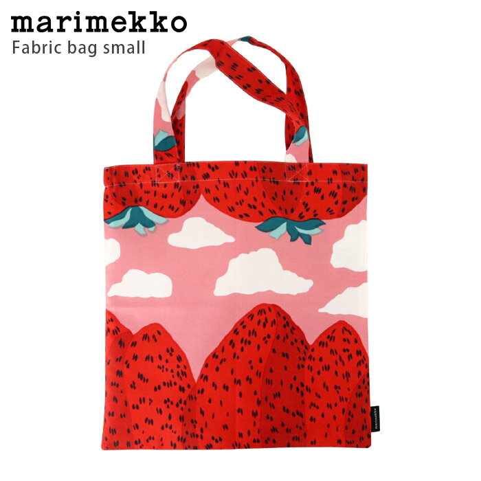 マリメッコ エコバッグ 【 メール便可 】 マリメッコ ( marimekko ) Mansikkavuoret ( マンシッカヴォレット ) スモールファブリックバッグ / レッド×ピンク　【 正規販売店 】