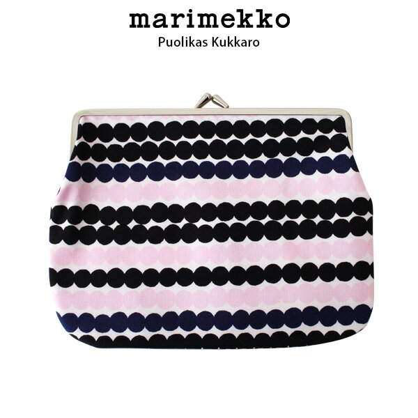 マリメッコ ポーチ 【 メール便 可 】 マリメッコ ( marimekko ) Rasymatto ( ラシィマット ) がま口 ポーチ ( 横長大 )/ ブラック×ネイビー×ピンク PUOLIKAS KUKKARO 【 正規販売店 】