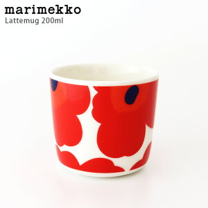 marimekko ( マリメッコ ) ラテマグ 【 単品 】 Unikko ( ウニッコ ) コーヒーカップ 200ml / ホワイト×レッド　【 正規販売店 】