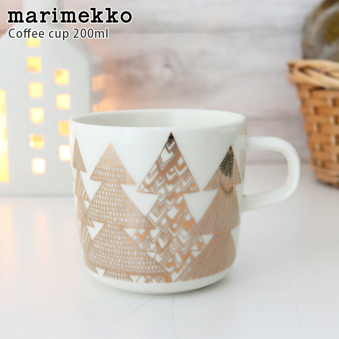 マリメッコ ( marimekko ) クーシコッサ ( Kuusikossa ) コーヒーカップ 【 単品 】 200ml 取っ手有 / ホワイト×ゴールド　【 正規販売店 】【 メール便不可 】のサムネイル