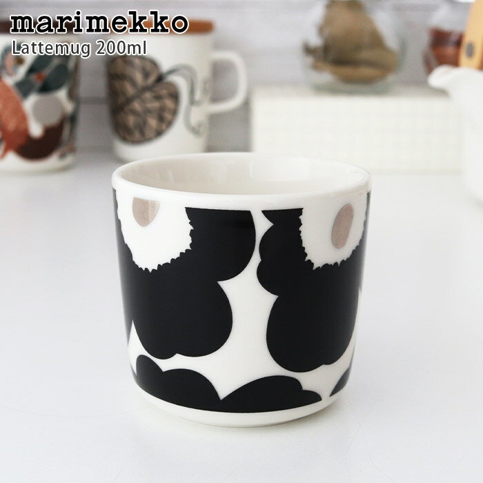 マリメッコ ( marimekko ) ラテマグ 【 単品 】 ウニッコ ( Unikko ) コーヒーカップ 取っ手無し 200ml / ブラック×シルバー　【 正規販売店 】【 メール便不可 】のサムネイル