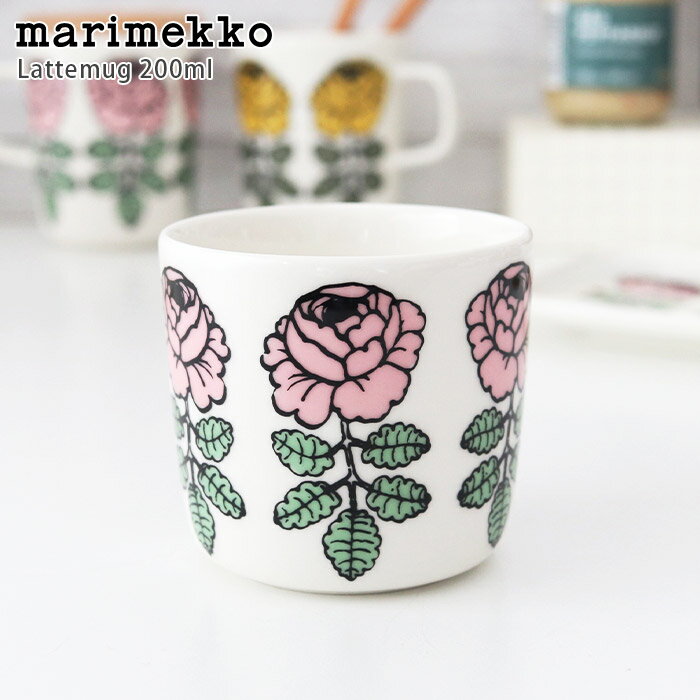マリメッコ ( marimekko ) ラテマグ 【 単品 】 ヴィヒキルース ( Vihkiruusu ) コーヒーカップ 200ml / ピンク　【 日本限定 】【 正規販売店 】【 メール便不可 】のサムネイル