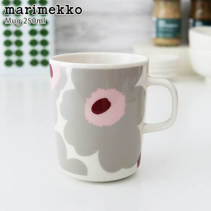 マリメッコ ( marimekko ) ウニッコ ( Unikko ) マグカップ 250ml / ライトグレー×ライトピンク　【 日本限定 】【 正規販売店 】【 メール便不可 】のサムネイル