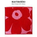 マリメッコ タオル 【 メール便 3枚まで可 】 マリメッコ ( marimekko ) Unikko ( ウニッコ ) ミニタオル 30×30cm / ピンク×レッド　【 正規販売店 】