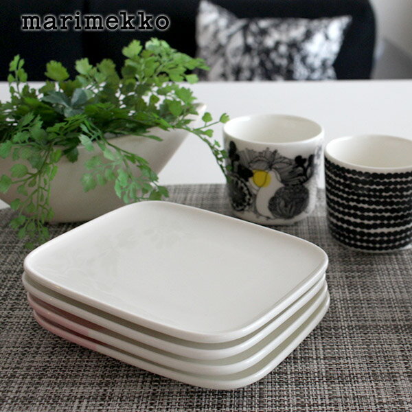 マリメッコ 皿・プレート マリメッコ ( marimekko ) OIVA PLATE オイバ スクエア プレート 15cm×12cm / ホワイト 【 正規販売店 】.