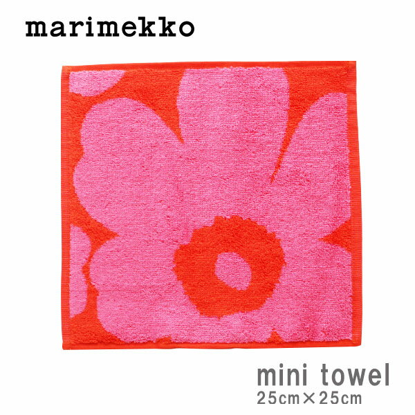 マリメッコ 【 メール便 5枚まで 可 】 マリメッコ ( marimekko ) Unikko ( ウニッコ ) ミニタオル 25×25cm / レッド×ピンク　【 正規販売店 】