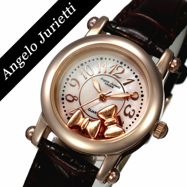 アンジェロジュリエッティ 腕時計 Angelo Jurietti 時計 Angel 腕時計 レディース かわいい プチプラ ピンク AJ4051-PGPK-BR おしゃれ 革ベルト レザーベルト キラキラ 人気 大人 キッズ 華奢