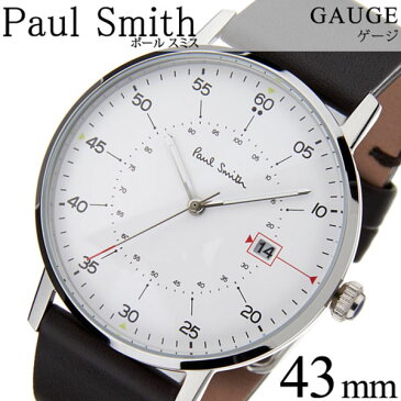 ポールスミス 時計 PaulSmith 腕時計 ポール スミス 腕時計 Paul Smith 時計 ポールスミス腕時計 ゲージ GAUGE メンズ ホワイト P10072 革 ベルト ブラック シルバー 新作 人気 ブランド ビジネス シンプル プレゼント 父の日 ギフト