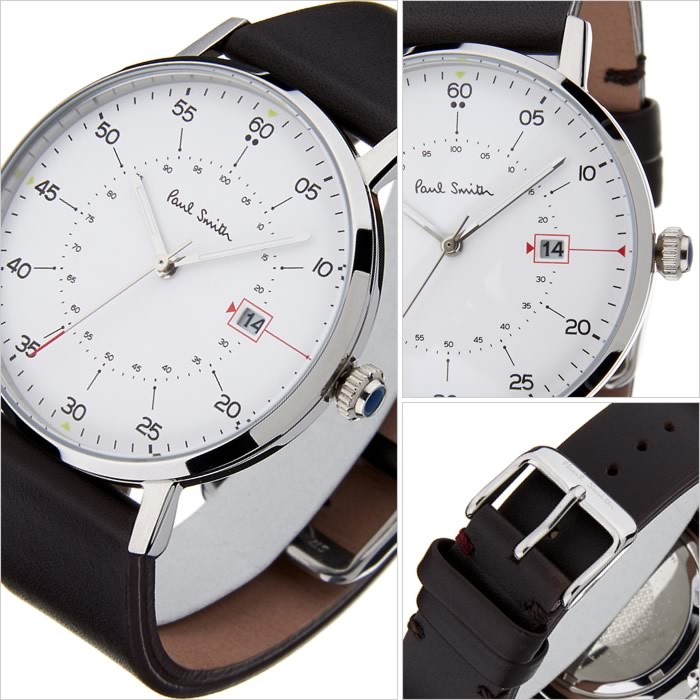 ポールスミス 時計 PaulSmith 腕時計 ポール スミス 腕時計 Paul Smith 時計 ポールスミス腕時計 ゲージ GAUGE メンズ ホワイト P10072 革 ベルト ブラック シルバー 新作 人気 ブランド ビジネス シンプル プレゼント 父の日 ギフト