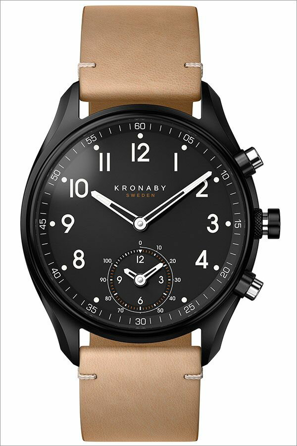 クロナビー 腕時計 KRONABY 時計 アペックス APEX メンズ ブラック A1000-1908 正規品 北欧 革 レザー スマートウォッチ ラウンド アプリ カレンダー GPS ハイスペック ブルートゥース ビジネス シンプル ライトブラウン 送料無料