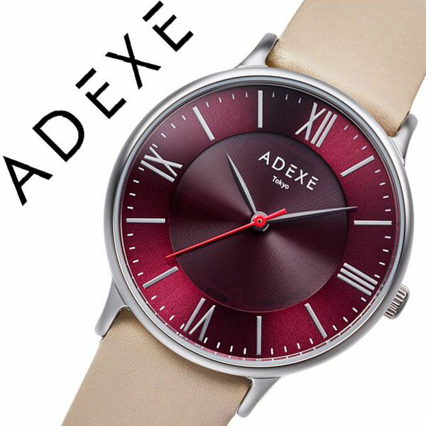 アデクス 腕時計 ADEXE 時計 アデクス 時計 ADEXE 腕時計 レディース レッド ADX-1870E-03 [ おしゃれ シンプル ラウンド 日本限定 ロゴ ソーラー ファッションウォッチ カジュアル スーツスタイル オフィス ベージュ 革 レザー プレゼント ギフト ]