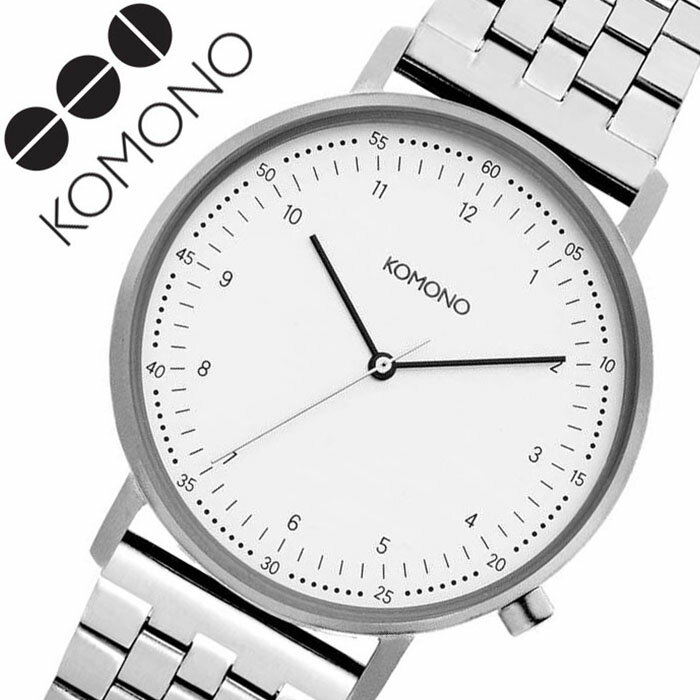 コモノ[KOMONO]KOMONO（コモノ）はAnton Janssens（アントン・ジャンセンス）、Raf Maes（ラフ・マエス）という二人のデザイナーによって、ベルギーで2009年に設立されたアクセサリーブランドです。ブランド名の「KOMONO」は、日本語の「小物」からインスパイアされた造語で、その言葉の持つ多様性の通り老若男女の全ての人々にアピール出来るアクセサリーブランドとして、時計とサングラスをメインにして展開しています。また、KOMONO(コモノ）のデザインコンセプトはクラシックとモダンを融合させたシンプルでいて時代性を感じさせるデザインです。型番 KOM-W4077 ケース材質：ステンレススティールサイズ約：縦×横40mmベルト幅：20mmベルト材質：ステンレススティールカラー：シルバーベルト腕周り最少：13cmベルト腕周り最大：19cmムーブメントクォーツ(電池式)機能日本製クオーツ・ムーブメント防水機能防水性：日常生活防水付属品KOMONO特製ギフトBOX保証書取扱説明書※説明書・保証書に関して入荷時期により仕様、内容が一部異なる場合がございます。予めご了承をお願い致します。この商品のお問い合わせ番号PPR-item-55646メーカー希望小売価格はメーカーサイトに基づいて掲載していますコモノ[KOMONO]KOMONO（コモノ）はAnton Janssens（アントン・ジャンセンス）、Raf Maes（ラフ・マエス）という二人のデザイナーによって、ベルギーで2009年に設立されたアクセサリーブランドです。ブランド名の「KOMONO」は、日本語の「小物」からインスパイアされた造語で、その言葉の持つ多様性の通り老若男女の全ての人々にアピール出来るアクセサリーブランドとして、時計とサングラスをメインにして展開しています。また、KOMONO(コモノ）のデザインコンセプトはクラシックとモダンを融合させたシンプルでいて時代性を感じさせるデザインです。 型番KOM-W4077ケース材質：ステンレススティールサイズ約：縦×横40mmベルト幅：20mmベルト材質：ステンレススティールカラー：シルバーベルト腕周り最少：13cmベルト腕周り最大：19cmムーブメントクォーツ(電池式)機能日本製クオーツ・ムーブメント防水機能防水性：日常生活防水付属品KOMONO特製ギフトBOX保証書取扱説明書※説明書・保証書に関して入荷時期により仕様、内容が一部異なる場合がございます。予めご了承をお願い致します。