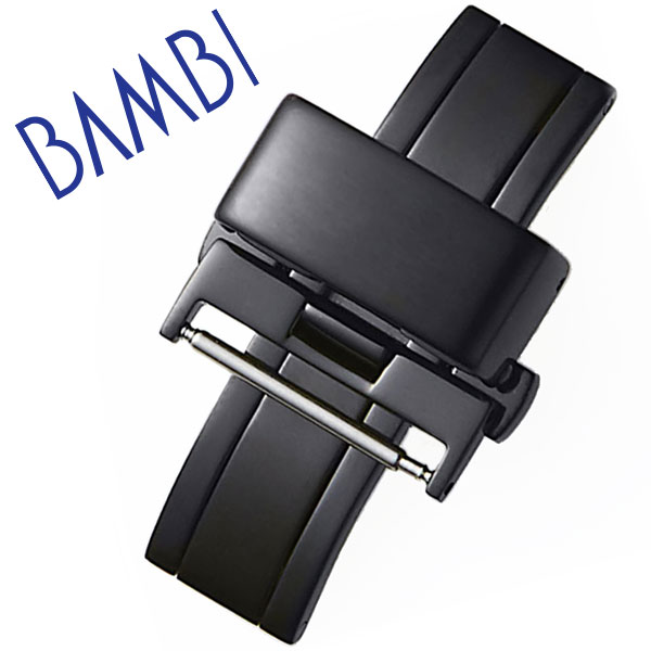 バンビ Dバックル BAMBI 腕時計 バックル バンビ 時計 観音プッシュ式 腕時計用 時計用 幅 20mm メンズ レディース 男性 女性 ZB010S 付け替え 部品 簡単 ブラック レザーベルト用 革ベルト 両開き バックル 時計ベルト おしゃれ ファッション