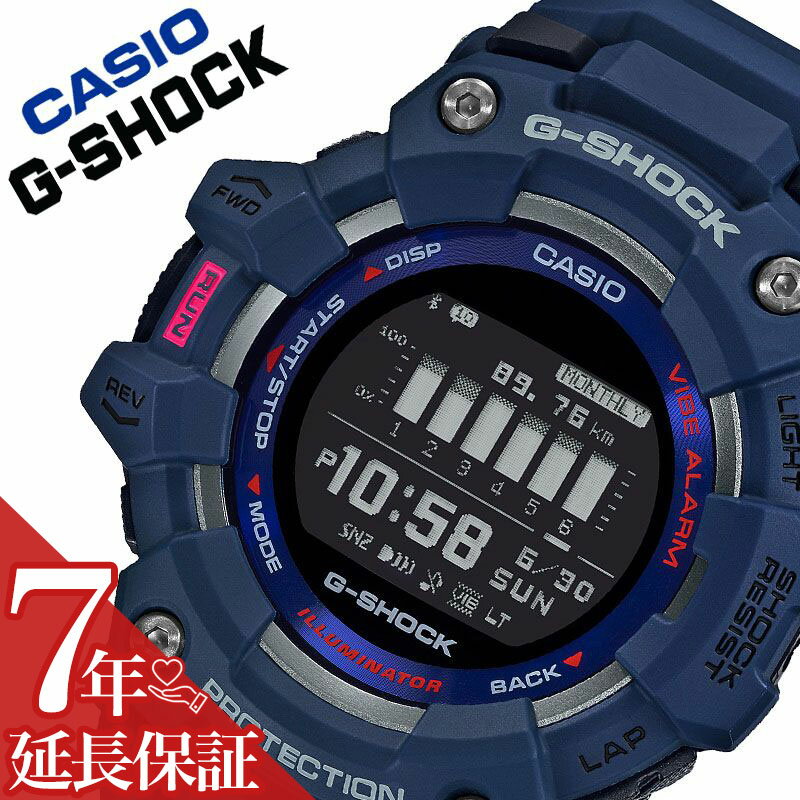 カシオ[CASIO]1974年、機械式からクオーツ式へと切り替わる技術変革期に時計事業へ進出。1983年、カシオ計算機より「壊れない腕時計」としてG-SHOCK誕生。外殻から独立した内部機構とポリウレタン製の衝撃吸収材等によりアイスホッケーのパック代わりにしても壊れないほどの頑丈さを誇る。1984年 データバンクを発売多機能、高気圧防水、他に気圧計や水深測定器、電波時計、太陽電池等様々な先端技術を盛り込んだ製品が多数発表。腕時計の更なる可能性を追求し続け世界中で愛されるトップメーカーである。時計にタフネスという新たな概念を築き上げたG-SHOCK。 すべては、落としても壊れない時計をつくるという開発者の熱き信念、 当時の常識を覆す、無謀ともいえる挑戦から始まった。 どこまでも強く。その先の強さを目指して。G-SHOCK、その挑戦に終わりはない。ランなどのトレーニングに役立つ、距離計測に対応。歩数、カロリー、インターバルタイマー計測に対応したG-SQUAD。新たに、加速度センサー＋スマートフォン連携により、距離計測の自動補正を実現。G-SHOCKスポーツライン「G-SQUAD（ジー・スクワッド）」のNewモデルが登場。新たにBluetooth?によるスマートフォンとの接続を実現。スマートフォンのGPS機能と連携することで、加速度センサーによる距離計測を補正。一度補正すると次回から時計単体でより正確な走行距離の計測が可能となります。この距離計測と走行時間計測を連動させることで、走行ペースの計測に対応するほか、一定距離を走行するたびに自動でタイムを計測するオートラップ機能も搭載。従来のステップトラッカー（歩数計測機能）やインターバルタイマー（最大5本×20セット）、ラップタイム計測（最大140本×100走分）、消費カロリー計測と併せて、毎日のトレーニングをサポートします。また、時計の各種設定やトレーニングの管理に役立つ専用アプリを新たに開発。ライフログやアクティビティ履歴などを確認できるほか、設定した目標にあったトレーニングプランを自動作成することもできます。ディスプレイには高精細MIP液晶を採用。スーパーイルミネーターも搭載し、暗所での視認性にも配慮しました。バンドにはソフトウレタン素材を使用しフィット感を高めるとともに、細かくフィッティング調整ができるようバンド穴の数を多く設けています。また、Bluetooth?接続による自動時刻修正や通知機能、歩数計測機能など、多機能を日常的に使用した際でも、約2年の電池寿命を実現。ライフスタイルに役立つ性能も身につけました。日常の健康管理からランニングの持久力強化まで、幅広く役立つG-SQUADのNewモデルの登場です。型番 GBD-100-2JF ケース材質：樹脂/アルミサイズ約：縦58×横49mm重さ約：69gベルト材質：樹脂カラー：ネイビームーブメントクォーツ(電池式)機能風防素材：無機ガラス耐衝撃構造（ショックレジスト）モバイルリンク機能（対応携帯電話とのBluetoothR通信による機能連動）トレーニング機能（携帯電話のGPSまたは加速度センサーによる距離、速度、ペースなどを計算して表示）、自動/手動ラップ機能、オートポーズ機能、到達お知らせアラート設定機能（時間、消費カロリー）、トレーニング表示カスタマイズ機能トレーニングログデータ（最大100走分、ラップデータはそれぞれ最大140本）、計測タイム、距離、ペース、消費カロリー歩数計測機能（歩数表示範囲：0〜99,999歩）、歩数リセット（毎日0時に自動リセット）ワールドタイム：世界38都市（38タイムゾーン※、サマータイム自動設定機能付き）＋UTC（協定世界時）の時刻表示 ※携帯電話との接続で更新される場合があります。 ストップウオッチ（1秒、100時間計、スプリット付き）タイマー：最大5つの時間設定が可能なインターバル計測用のタイマー（セット単位：1秒、最大セット：60分、1秒単位で計測、オートリピート、オートスタート）時刻アラーム4本（スヌーズ機能付き）フルオートカレンダー12/24時間制表示切替LEDバックライト（オートライト、スーパーイルミネーター、残照機能、残照時間切替（1.5秒/3秒）付き）バイブレーション機能精度：平均月差±15秒電池寿命：約2年※スマートフォンと連携しない場合は通常のクオーツ精度（平均月差±15秒）で動作します。防水機能防水性：20気圧防水付属品CASIO特製ギフトBOX保証書取扱説明書※説明書・保証書に関して入荷時期により仕様、内容が一部異なる場合がございます。予めご了承をお願い致します。 この商品のお問い合わせ番号PPR-item-61576 メーカー希望小売価格はメーカーサイトに基づいて掲載していますカシオ[CASIO]1974年、機械式からクオーツ式へと切り替わる技術変革期に時計事業へ進出。1983年、カシオ計算機より「壊れない腕時計」としてG-SHOCK誕生。外殻から独立した内部機構とポリウレタン製の衝撃吸収材等によりアイスホッケーのパック代わりにしても壊れないほどの頑丈さを誇る。1984年 データバンクを発売多機能、高気圧防水、他に気圧計や水深測定器、電波時計、太陽電池等様々な先端技術を盛り込んだ製品が多数発表。腕時計の更なる可能性を追求し続け世界中で愛されるトップメーカーである。時計にタフネスという新たな概念を築き上げたG-SHOCK。 すべては、落としても壊れない時計をつくるという開発者の熱き信念、 当時の常識を覆す、無謀ともいえる挑戦から始まった。 どこまでも強く。その先の強さを目指して。G-SHOCK、その挑戦に終わりはない。ランなどのトレーニングに役立つ、距離計測に対応。歩数、カロリー、インターバルタイマー計測に対応したG-SQUAD。新たに、加速度センサー＋スマートフォン連携により、距離計測の自動補正を実現。G-SHOCKスポーツライン「G-SQUAD（ジー・スクワッド）」のNewモデルが登場。新たにBluetooth?によるスマートフォンとの接続を実現。スマートフォンのGPS機能と連携することで、加速度センサーによる距離計測を補正。一度補正すると次回から時計単体でより正確な走行距離の計測が可能となります。この距離計測と走行時間計測を連動させることで、走行ペースの計測に対応するほか、一定距離を走行するたびに自動でタイムを計測するオートラップ機能も搭載。従来のステップトラッカー（歩数計測機能）やインターバルタイマー（最大5本×20セット）、ラップタイム計測（最大140本×100走分）、消費カロリー計測と併せて、毎日のトレーニングをサポートします。また、時計の各種設定やトレーニングの管理に役立つ専用アプリを新たに開発。ライフログやアクティビティ履歴などを確認できるほか、設定した目標にあったトレーニングプランを自動作成することもできます。ディスプレイには高精細MIP液晶を採用。スーパーイルミネーターも搭載し、暗所での視認性にも配慮しました。バンドにはソフトウレタン素材を使用しフィット感を高めるとともに、細かくフィッティング調整ができるようバンド穴の数を多く設けています。また、Bluetooth?接続による自動時刻修正や通知機能、歩数計測機能など、多機能を日常的に使用した際でも、約2年の電池寿命を実現。ライフスタイルに役立つ性能も身につけました。日常の健康管理からランニングの持久力強化まで、幅広く役立つG-SQUADのNewモデルの登場です。 型番GBD-100-2JFケース材質：樹脂/アルミサイズ約：縦58×横49mm重さ約：69gベルト材質：樹脂カラー：ネイビームーブメントクォーツ(電池式)機能風防素材：無機ガラス耐衝撃構造（ショックレジスト）モバイルリンク機能（対応携帯電話とのBluetoothR通信による機能連動）トレーニング機能（携帯電話のGPSまたは加速度センサーによる距離、速度、ペースなどを計算して表示）、自動/手動ラップ機能、オートポーズ機能、到達お知らせアラート設定機能（時間、消費カロリー）、トレーニング表示カスタマイズ機能トレーニングログデータ（最大100走分、ラップデータはそれぞれ最大140本）、計測タイム、距離、ペース、消費カロリー歩数計測機能（歩数表示範囲：0〜99,999歩）、歩数リセット（毎日0時に自動リセット）ワールドタイム：世界38都市（38タイムゾーン※、サマータイム自動設定機能付き）＋UTC（協定世界時）の時刻表示 ※携帯電話との接続で更新される場合があります。 ストップウオッチ（1秒、100時間計、スプリット付き）タイマー：最大5つの時間設定が可能なインターバル計測用のタイマー（セット単位：1秒、最大セット：60分、1秒単位で計測、オートリピート、オートスタート）時刻アラーム4本（スヌーズ機能付き）フルオートカレンダー12/24時間制表示切替LEDバックライト（オートライト、スーパーイルミネーター、残照機能、残照時間切替（1.5秒/3秒）付き）バイブレーション機能精度：平均月差±15秒電池寿命：約2年※スマートフォンと連携しない場合は通常のクオーツ精度（平均月差±15秒）で動作します。防水機能防水性：20気圧防水付属品CASIO専用BOX保証書取扱説明書※説明書・保証書に関して入荷時期により仕様、内容が一部異なる場合がございます。予めご了承をお願い致します。