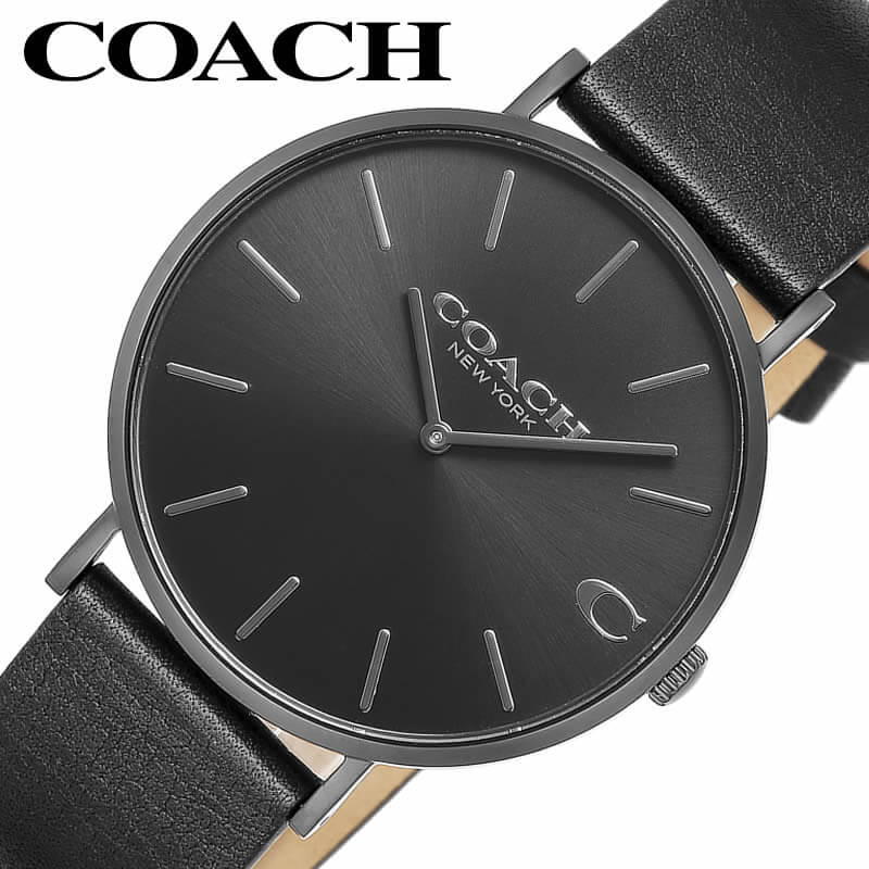 Rakuten - コーチ 腕時計 COACH 時計 チャールズ Charles メンズ かっこいい CO-14602434 人気 おすすめ おしゃれ ブランド 革ベルト レザー 社会人 カジュアル ファッション コーデ ブラック 黒 モノクロ シンプル 大人 彼氏 夫 誕生日 記念日 プレゼント
