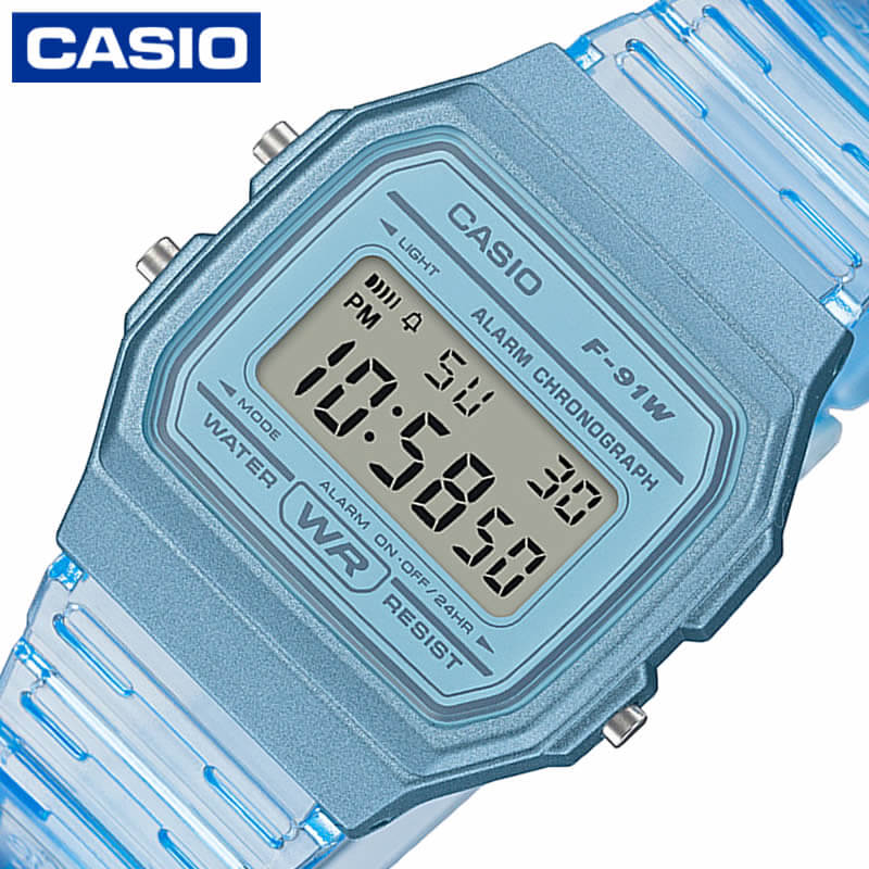 Rakuten - カシオ 腕時計 CASIO 時計 スタンダード STANDARD F-91 女性 向け レディース 電池式クォーツ チプカシ F-91WS-2JH 人気 おすすめ おしゃれ かわいい トレンド クリア バンド 透明 スポーツ カジュアル 誕生日 記念日 ブランド プレゼント ギフト