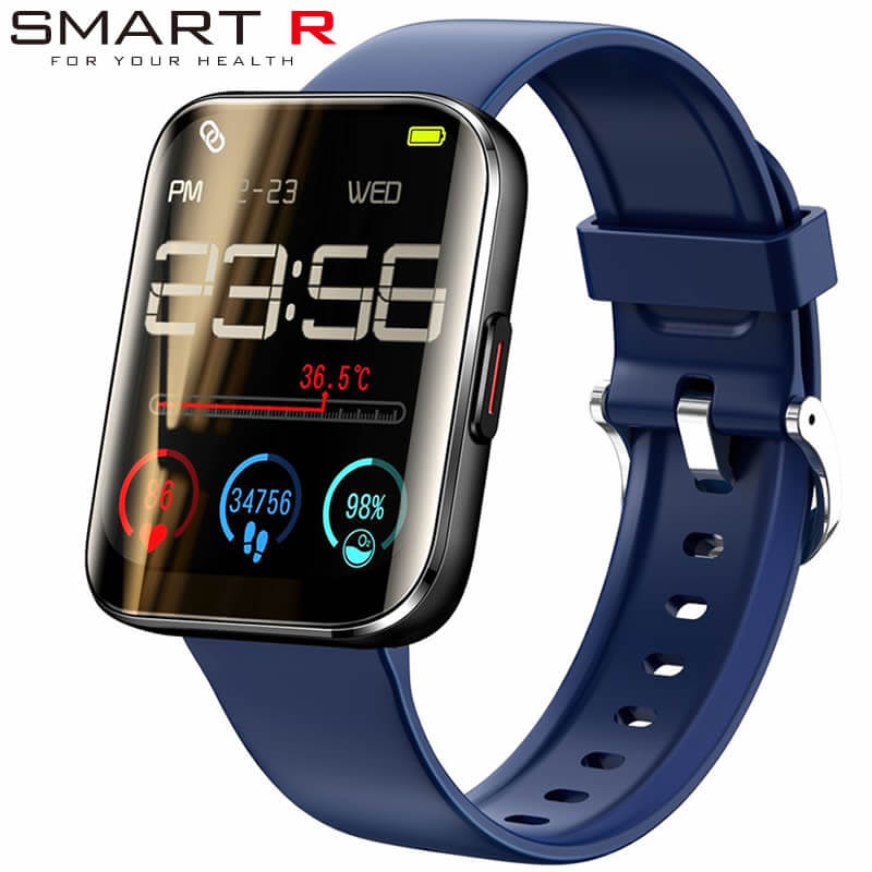 スマートR 腕時計 SMART R 時計 スクエア デザイン iphone対応 Android対応 座りすぎ注意 血中酸素測定機能 通知機能 心拍数計測 C05 ネイビー 充電式デジタル スマートウォッチ SR-501030 人…