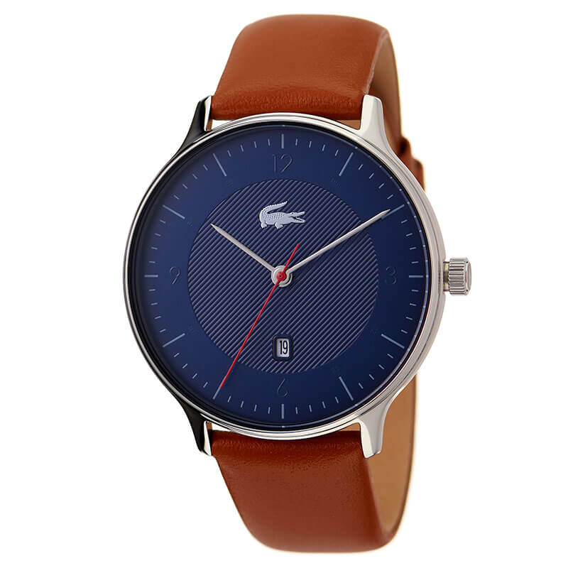 ラコステ 腕時計 LACOSTE 時計 ラコステ腕時計 ラコステ時計 男性 向け メンズ LC2011137 かっこいい 見やすい シンプル 茶 ブラウン レザー 革 ベルト ビジネス スーツ カジュアル アナログ 人気 おすすめ おしゃれ ブランド プレゼント ギフト ネイビー 紺 シルバー