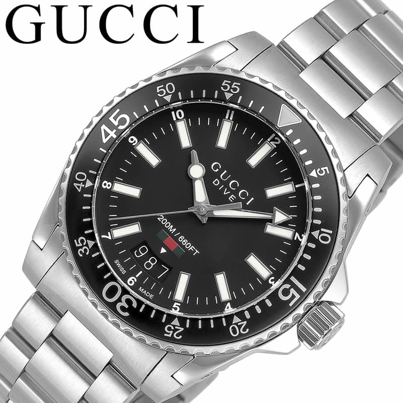 グッチ 腕時計 GUCCI 時計 ダイヴ DIVE メンズ YA136301A 男性 ブラック シルバー イタリア ブランド 高級 人気 ファッション 仕事 大人 おすすめ おしゃれ ブランド プレゼント ギフト