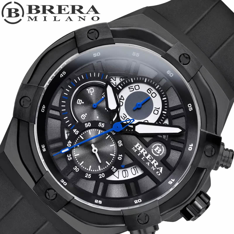 ブレラミラノ 腕時計 BRERA MILANO 時計 スーパースポルティーボ エヴォ SUPERSPORTIVO EVO メンズ ブラック クロノグラフ BMSSQC4503 イタリア ブランド 話題 新作 かっこいい 人気 おすすめ おしゃれ プレゼント ギフト