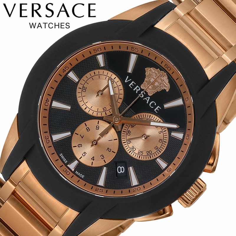 Rakuten - ヴェルサーチ 腕時計 VERSACE 時計 キャラクタークロノ CHARACTERCHRONO メンズ 腕時計 ブラック VEM800318 ヴェルサーチ イタリア デザイン 高級 話題 人気 おすすめ おしゃれ ブランド プレゼント ギフト